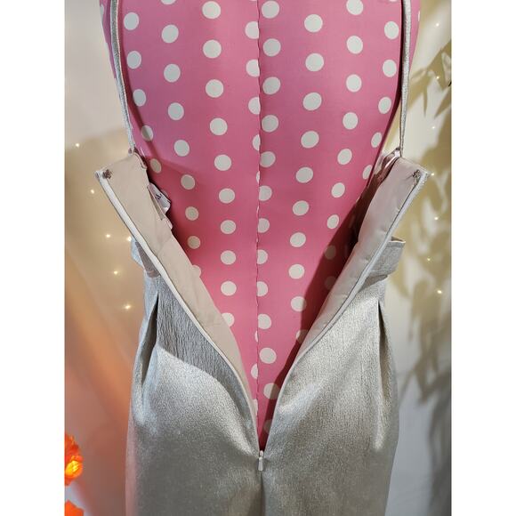 David's Bridal Womens Gold Metallic Crepe Spaghetti Strap Dress Size 4 Wedding - Picture 9 of 12